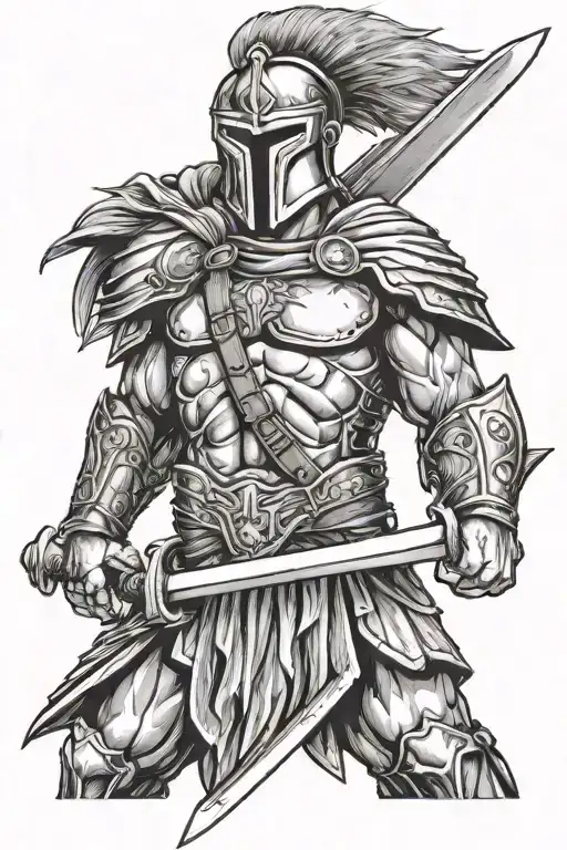 Spartan Warrior Wielding A Sword