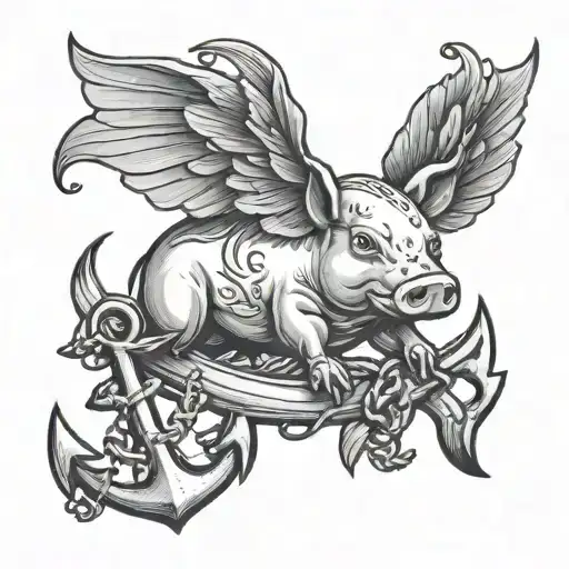 Flying Pig And Anchor Connected
