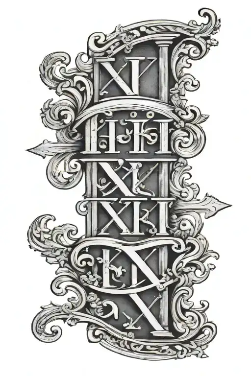 Roman Numerals Xi Ix X With Script Name Mark Allen