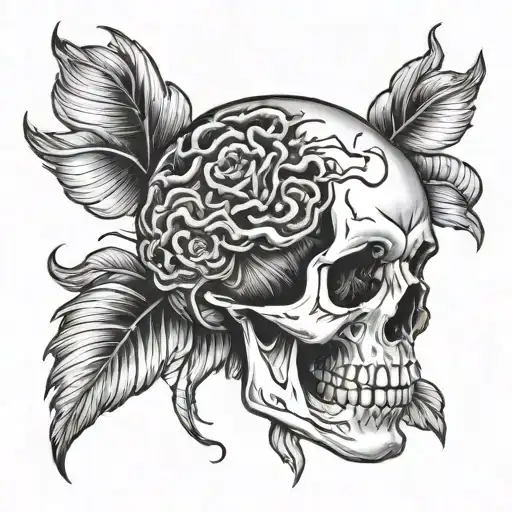 Brain And Heart Hugged By A Skull