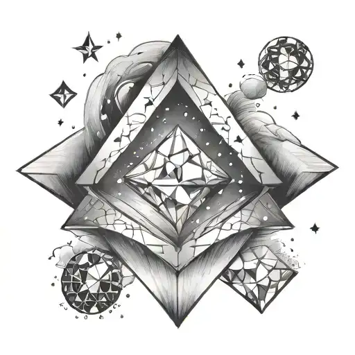 Diamond Gem Surrounded By Star Filled Sky