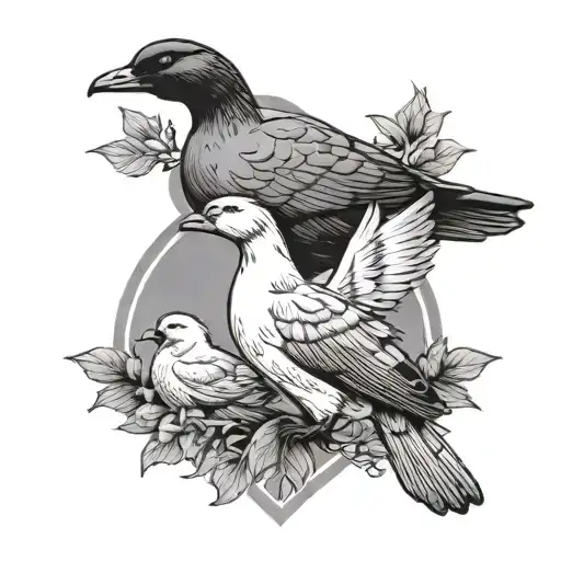 Goose And Cardinal Intertwined