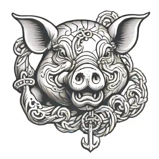 Pig And Anchor Intertwined