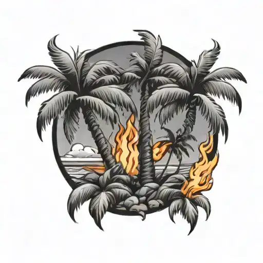 Palm Tree On Fire