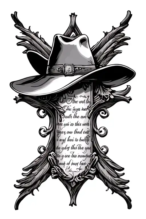 Cross With Cowboy Hat And Bible Verse