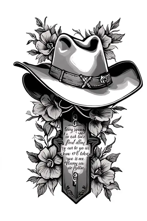 Cross With Cowboy Hat And Bible Verse