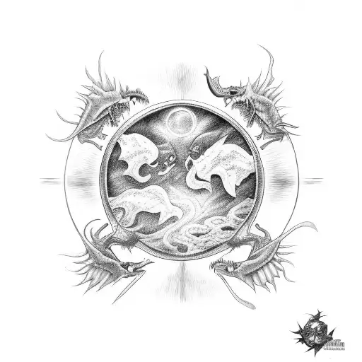 Dueling Dragons And Sun