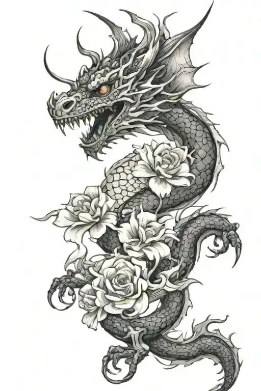 Flower Blooming Into Dragon Flying