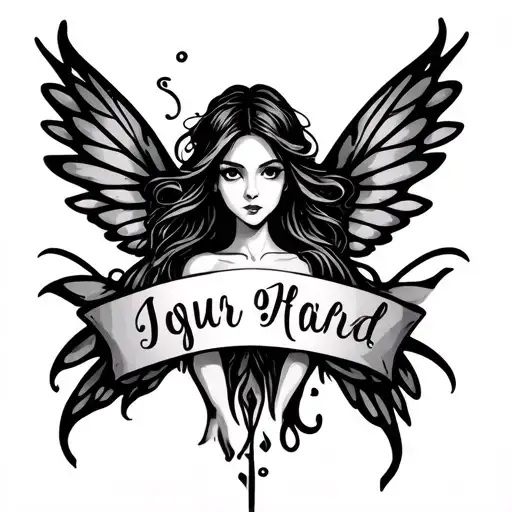 Name Tattoo With Fairy Wings