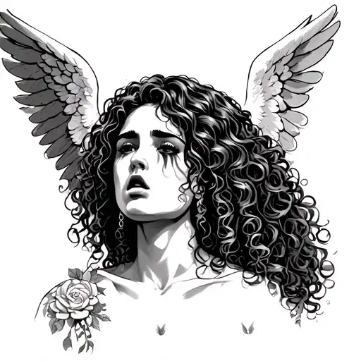 Female Curly Hair Latina Angel Crying