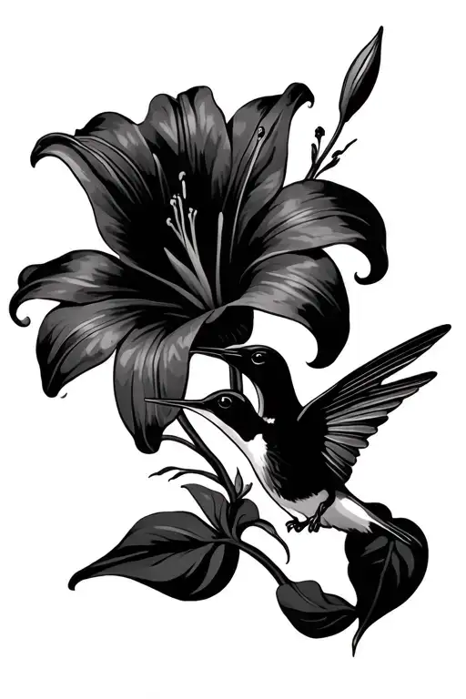 Lily And Humming Bird