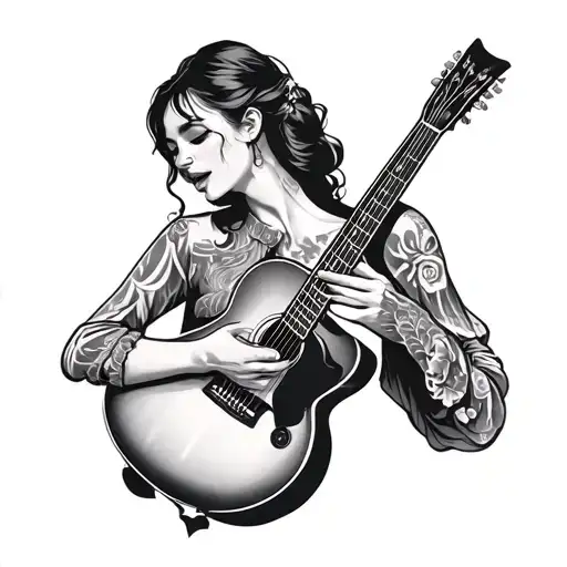 Lover Singing At A Girl Neck Transformed In A Guitar