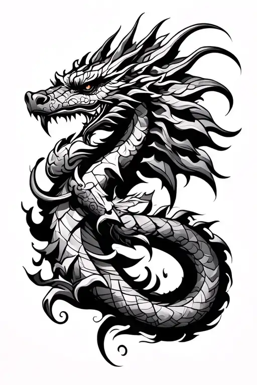 Dragon Tattoo Design That Is Looks Like It Is Totem Pole Design But With Norse Mythology