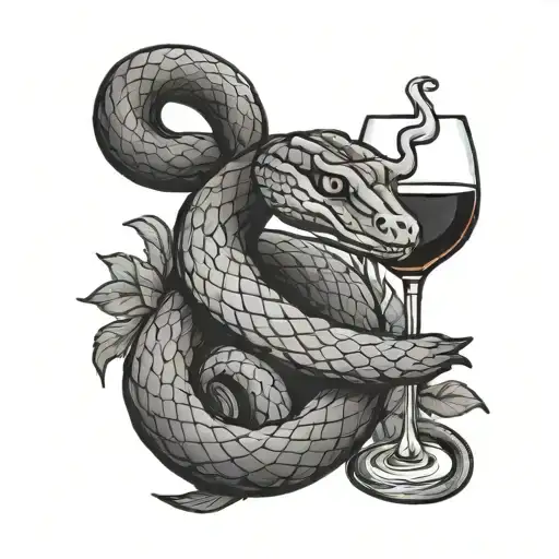 Snake With Wine Glass