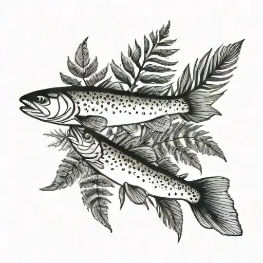 Trout And Feather Fern Leaf