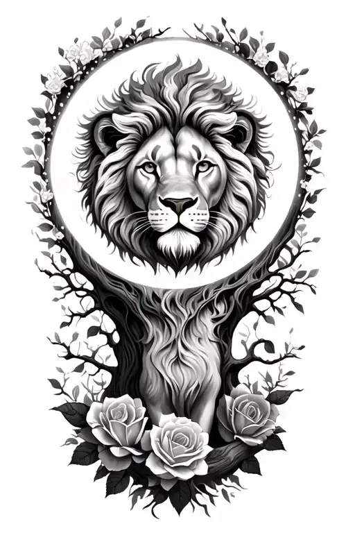 Rose Lion Moon Tree Of Life