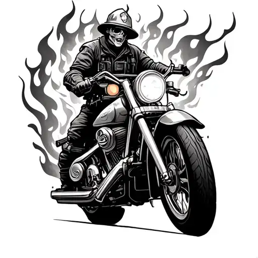 I Want A Ghost Rider Tattoo With Flames Coming Out The Back But A Firefighter Version