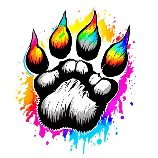 Dog's Paw With Rainbow