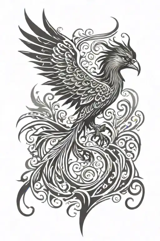 Tribal Tattoo Of A Phoenix Rising