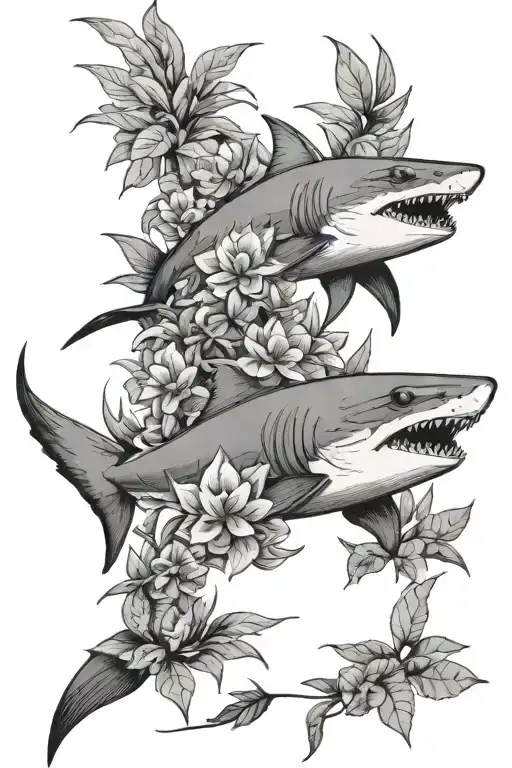 Tropical Plant Shark Swimming