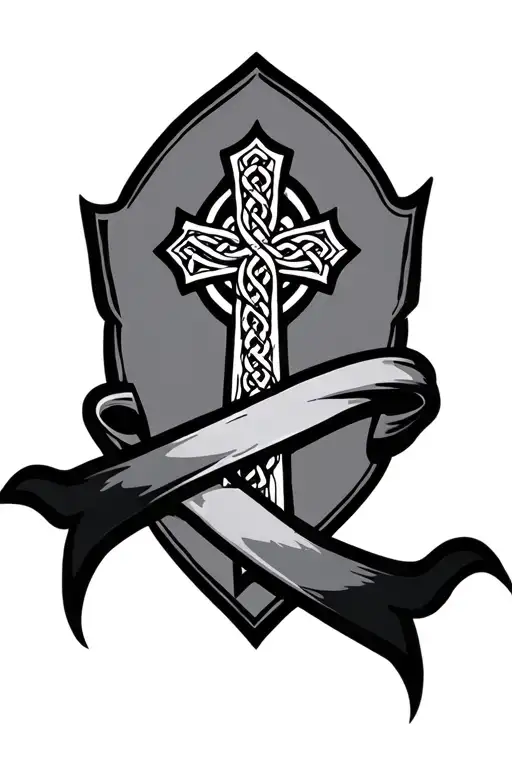 Celtic Cross Wrapped Banner Ribbon Across