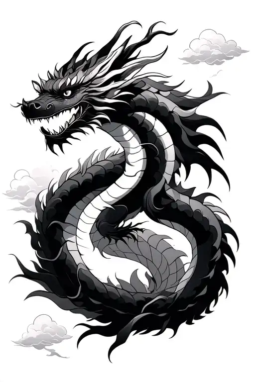 Haku Dragon With Cloud Like Background