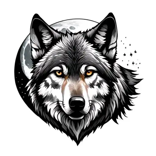 Wolf In Front Of Moon