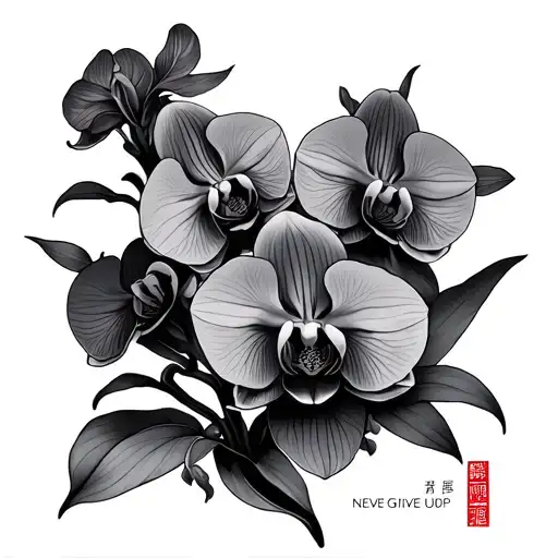 Orchids With Never Give Up In Chinese