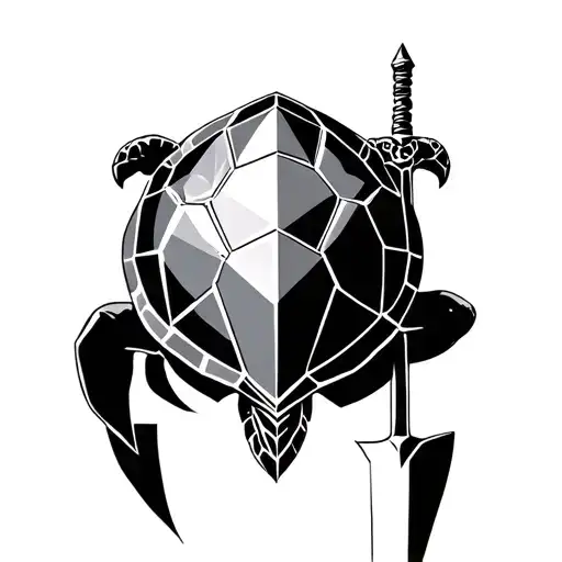 Geometric Turtle Pierced By Sword In The Middle
