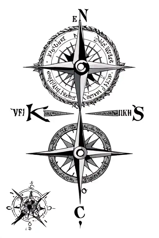 Compass Rose With Inscriptions