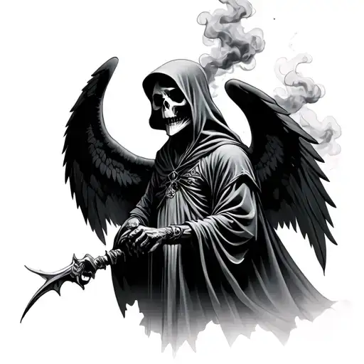 Grim Reaper With Wings And Smoke