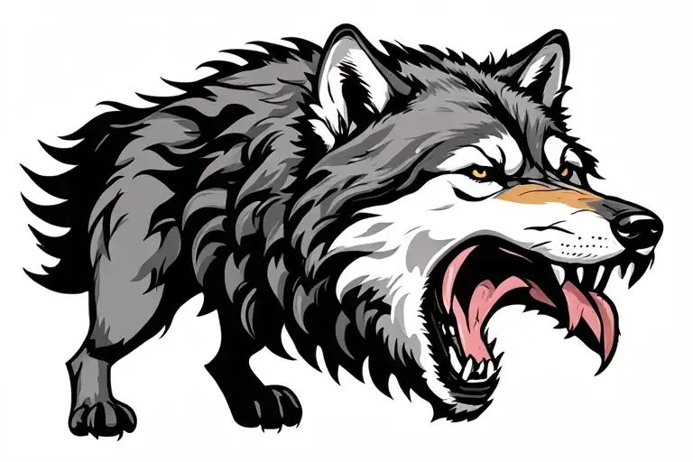 Protective Irish Wolf Snarling Wolf