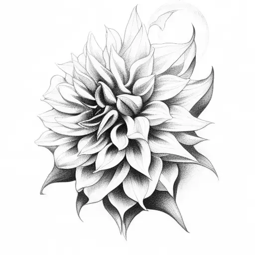 Moon And Dahlia Flower