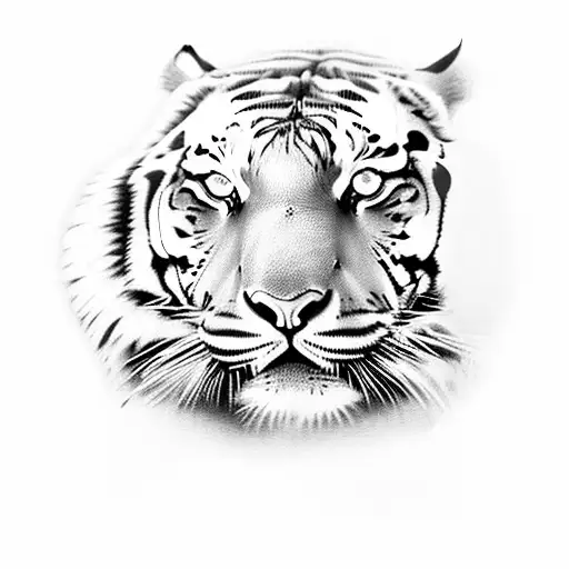 Tiger With Blue Eyes Staring Through The Bushes