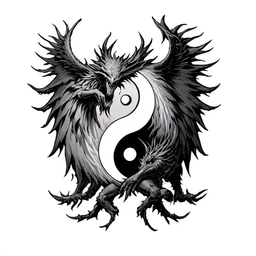 Chernobog Slavic God Fighting In A Yin Yang Symbol