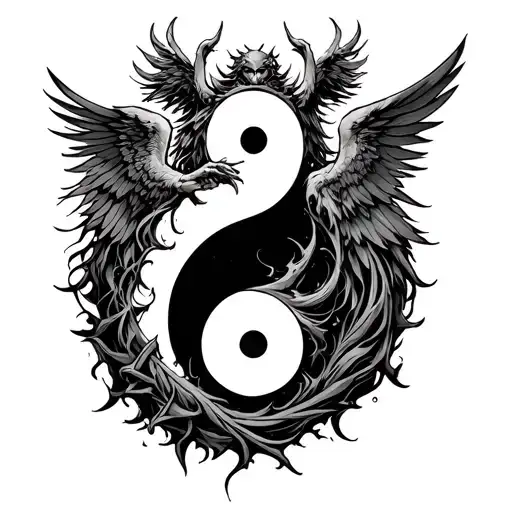 Chernobog Slavic God Fighting Angel In The Shape Of A Yin Yang