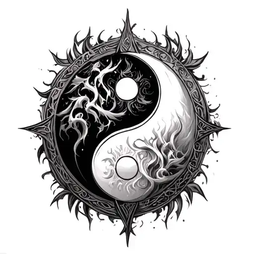 Chernobog Slavic God In Yin Yang Symbol