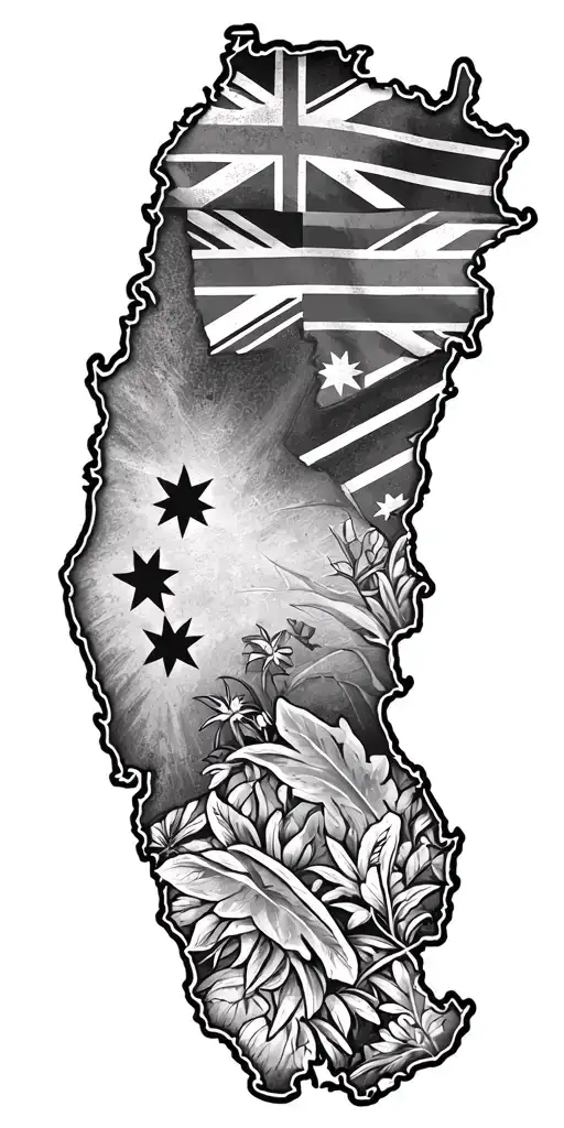 Australian Country Outline Filled With Flag