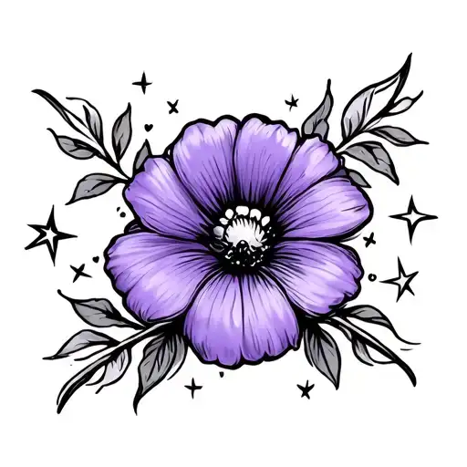 Violet Flower With Stars Representing Love