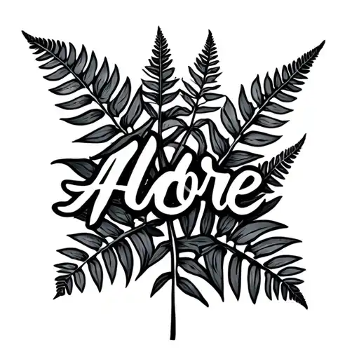 Fern Leaves With The Word Adore