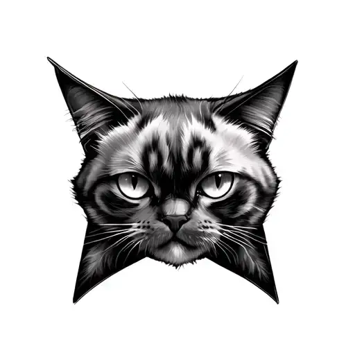 Cat Head In Upside Down Star