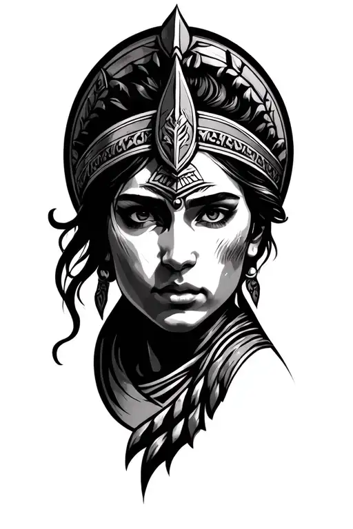 Greek Warrior Woman Face