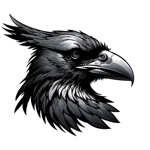 Forward Facing Raven Head