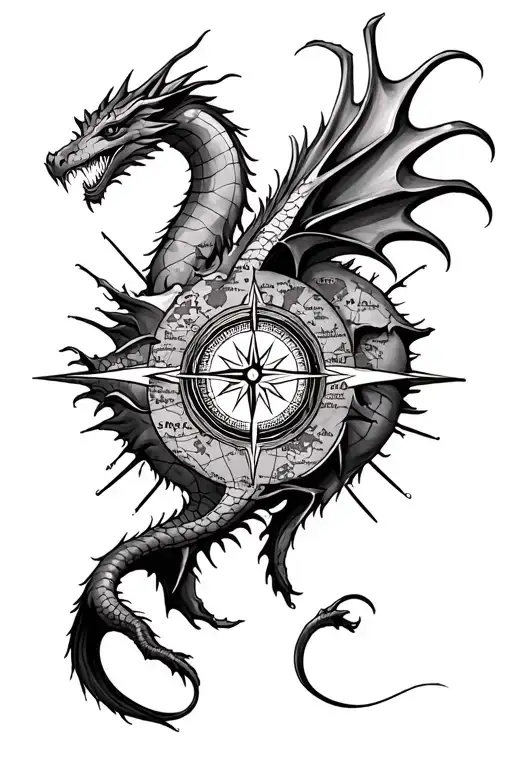 Dragon Around Arm Compass World Map