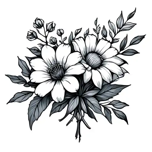 Flower Bouquet With Virgo And Scorpio Flower