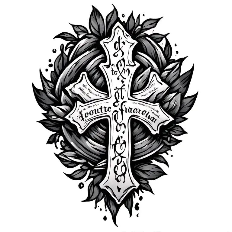 Cross And Scripture Designs Embedded Within