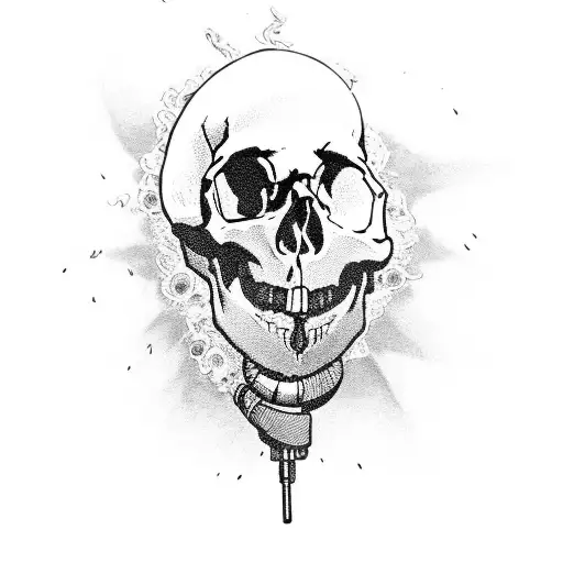 Skull With Gun Shooting Itself