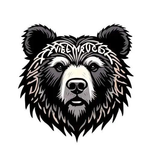 Bear Head Shape Filled With Letters