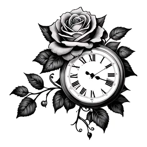 Clock With Rose
