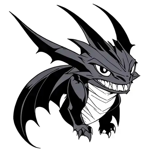 Toothless One Line Tattoo Minimalistic